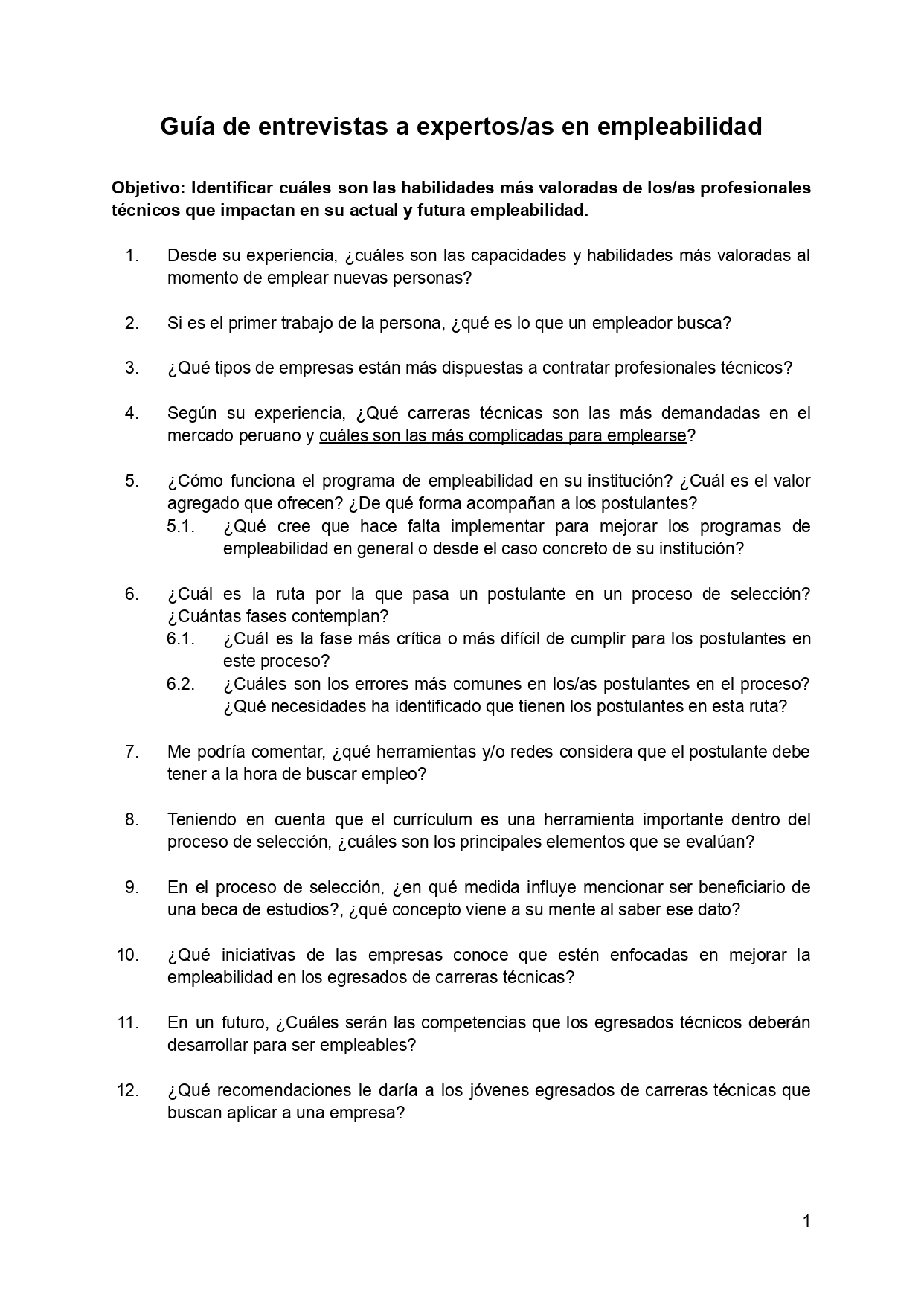 Guía de entrevista expertos en empleabilidad