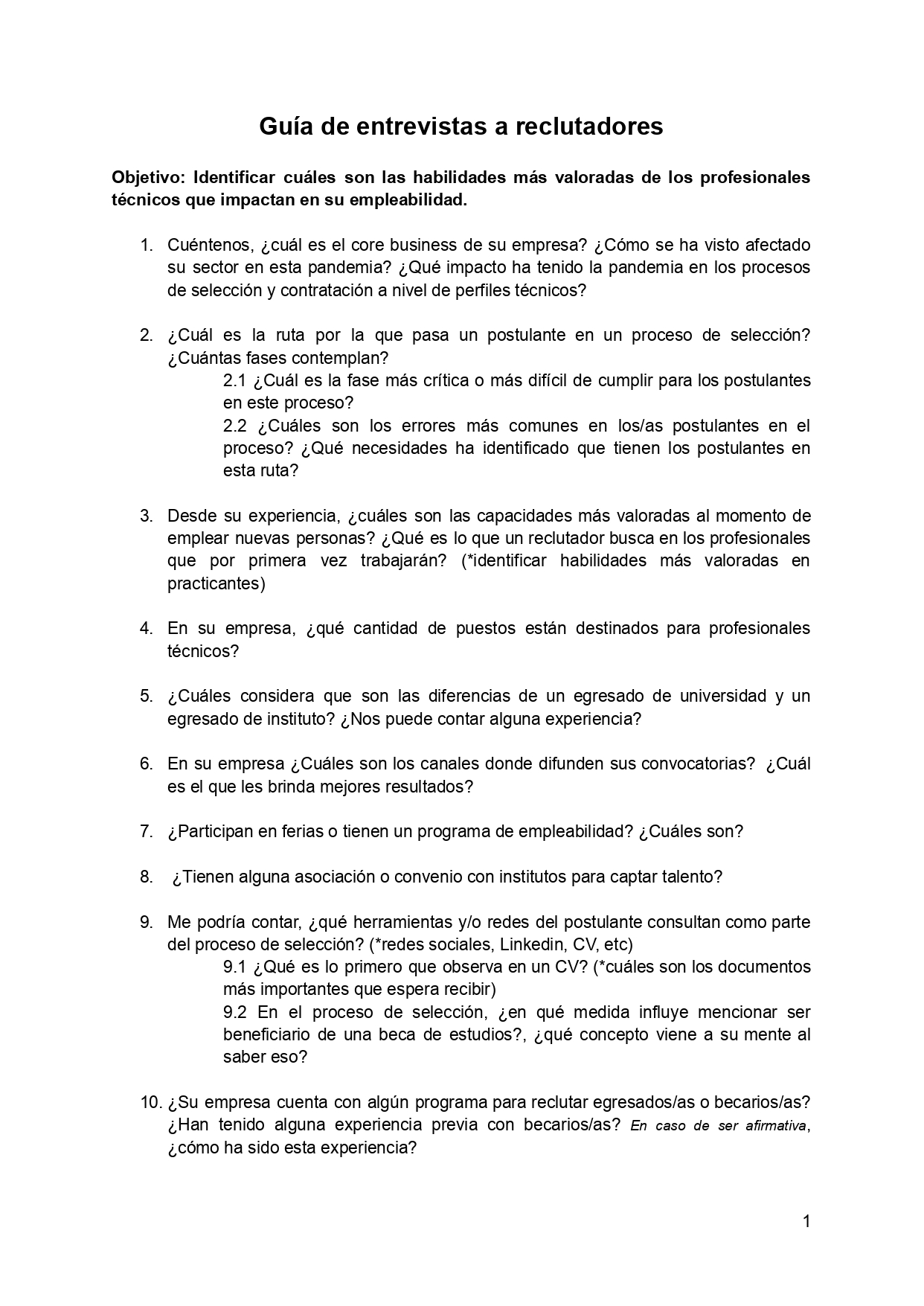 Guía de entrevista profesionales de RR.HH.
