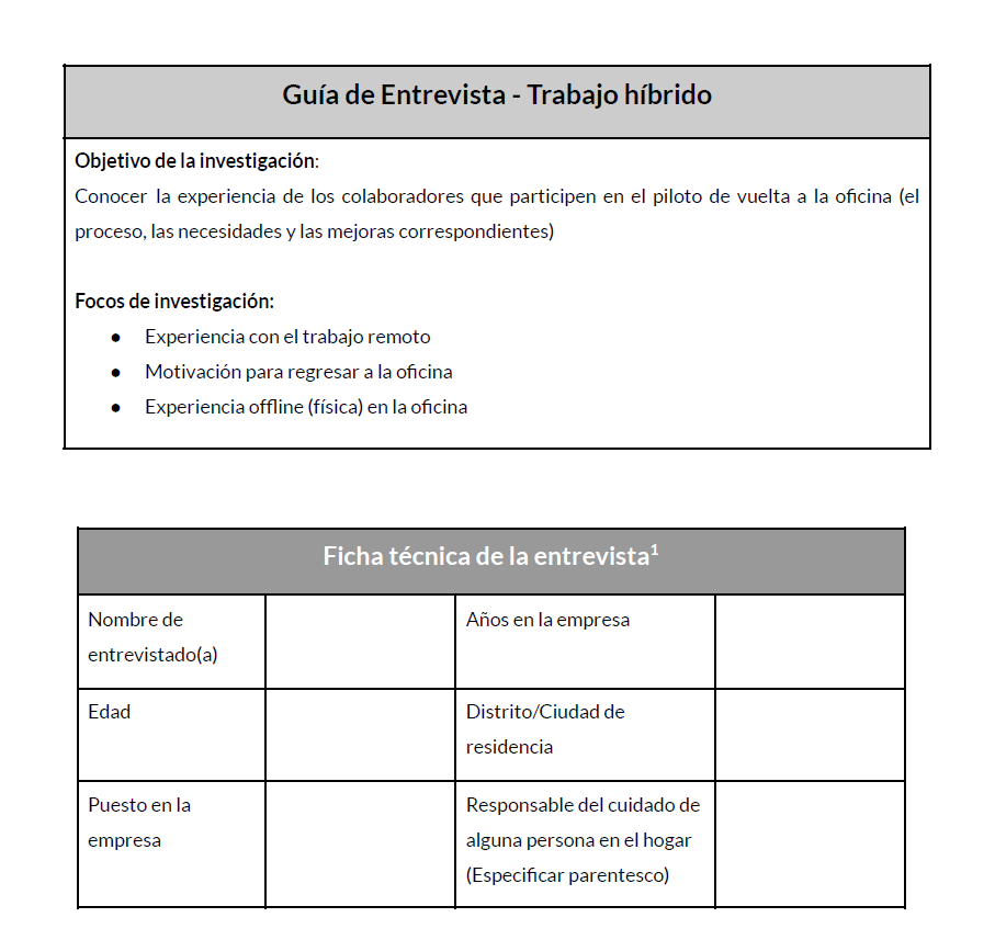 Guia de entrevista Trabajo Híbrido